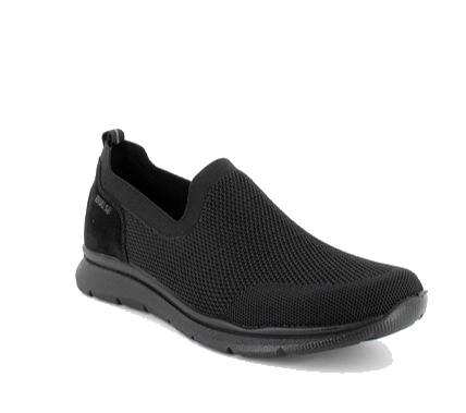Men's Black Leather Slip-On Sneakers