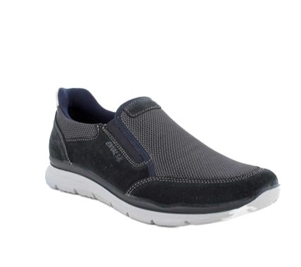 Men’s Blue Leather & Mesh Slip-On Sneakers