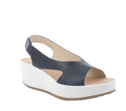Sandals with wedge for women blue with velcro