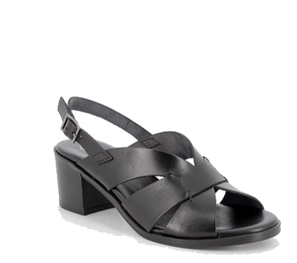 Sandals with heel for women black with buckle