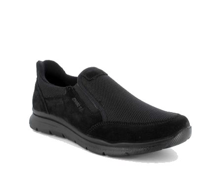 Men’s Black Leather & Mesh Slip-On Sneakers